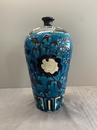 A Chinese Fahua 'meiping' vase with lotus scrolls, Ming