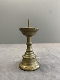 Four bronze candle holders, Flanders and/or France, 16th C. and later