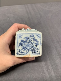 Five Chinese blue and white jarlets and three russet-splashed Longquan celadon jarlets, Yuan/Ming