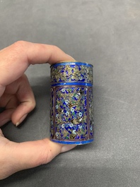 A Chinese enamelled silver bowl, a box and an opium container, 19th C.