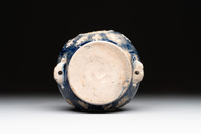 A Westerwald stoneware pilgrim's flask with the coat of arms of France, Germany, 17th C.