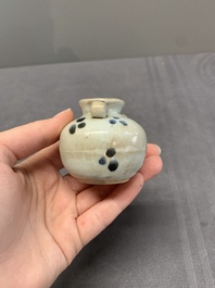 Five Chinese russet-splashed Longquan celadon jarlets, Song/Yuan