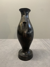 A rare archaistic bronze 'touhu' vase, Tianshun Mark, Ming