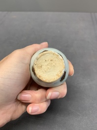 Five Chinese russet-splashed Longquan celadon jarlets, Song/Yuan