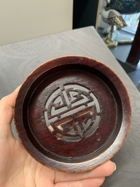 A Chinese famille rose '100 boys' jar and wooden cover, 19th C.