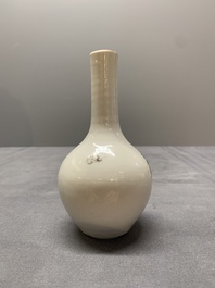 A pair of Chinese famille rose 'Lan Caihe' bottle vases, 19th C.