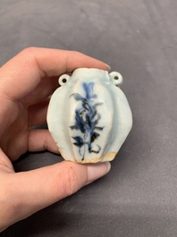 Five Chinese blue and white jarlets and three russet-splashed Longquan celadon jarlets, Yuan/Ming
