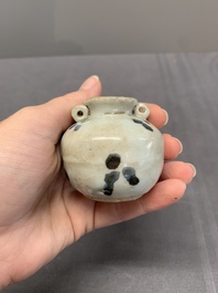Five Chinese russet-splashed Longquan celadon jarlets, Song/Yuan