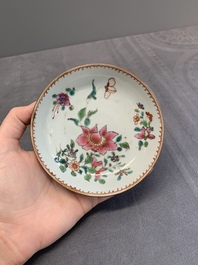 A varied collection of Chinese blue and white, and famille rose tea wares, Qianlong