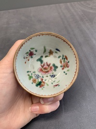 A varied collection of Chinese blue and white, and famille rose tea wares, Qianlong