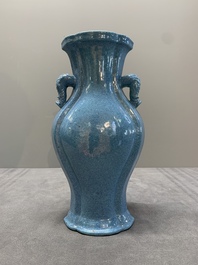 A pair of Chinese robin's egg-glazed vases with 'elephant' handles, 19th C.