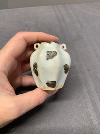 Five Chinese blue and white jarlets and three russet-splashed Longquan celadon jarlets, Yuan/Ming