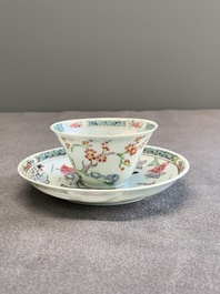 A Chinese famille rose 'Xi Xiang Ji' cup and saucer, Yongzheng