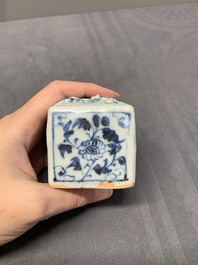 Five Chinese blue and white jarlets and three russet-splashed Longquan celadon jarlets, Yuan/Ming