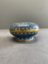 A Chinese enamelled silver incense burner, a covered opium box, a square box and a cloisonn&eacute; covered box, 19/20th C.