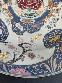 A massive Chinese Imari-rose dish with floral design, Yongzheng