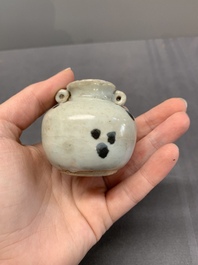 Five Chinese russet-splashed Longquan celadon jarlets, Song/Yuan