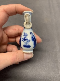 Four Chinese blue and white miniature 'Long Eliza' vases, Kangxi