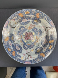 A massive Chinese Imari-rose dish with floral design, Yongzheng