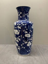A Chinese blue and white 'prunus on breaking ice' vase, 19th C.