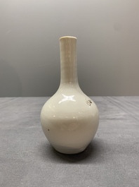 A pair of Chinese famille rose 'Lan Caihe' bottle vases, 19th C.