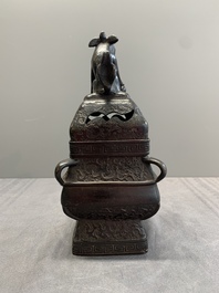 A Chinese bronze covered censer and a tripod censer, Ming/Qing