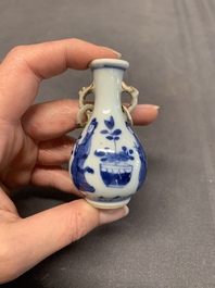Four Chinese blue and white miniature 'Long Eliza' vases, Kangxi