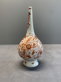 A pair of Chinese iron-red and gilt-decorated rose water sprinklers, Kangxi