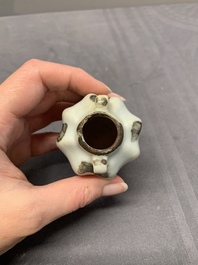 Five Chinese blue and white jarlets and three russet-splashed Longquan celadon jarlets, Yuan/Ming