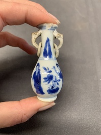 Four Chinese blue and white miniature 'Long Eliza' vases, Kangxi