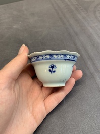 A varied collection of Chinese blue and white, and famille rose tea wares, Qianlong