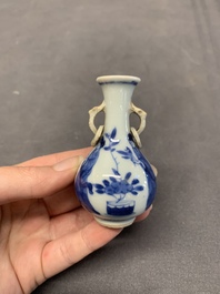 Four Chinese blue and white miniature 'Long Eliza' vases, Kangxi