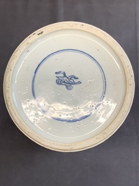 Two Chinese blue and white 'gu' vases with landscape and floral panels, Kangxi
