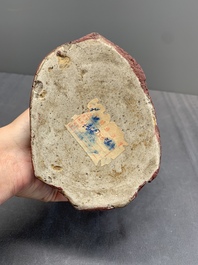 A Chinese flamb&eacute;-glazed trunk-shaped brush pot, 19th C.