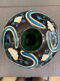 A Chinese Fahua 'meiping' vase with lotus scrolls, Ming