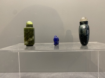 A collection of 13 Chinese precious stone snuff bottles, Guangxu mark, 19/20th C.