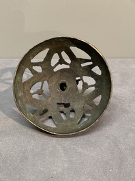 Two Chinese archaistic bronze censers, one with cover, 'ding 鼎', Song/Yuan