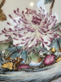 A Chinese famille rose 'quails' 'hu' vase, signed Xiong Mengting 熊夢亭, dated 1969