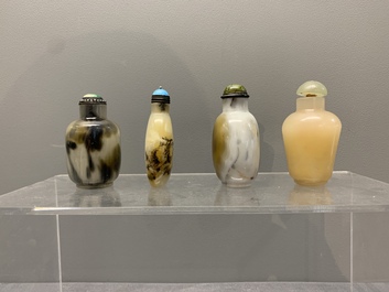 A collection of 13 Chinese precious stone snuff bottles, Guangxu mark, 19/20th C.