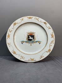 A Chinese famille rose armorial dish with the arms of van Beeftingh for the Dutch market, Qianlong, ca. 1745