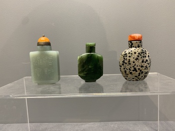 A collection of 13 Chinese precious stone snuff bottles, Guangxu mark, 19/20th C.
