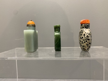 A collection of 13 Chinese precious stone snuff bottles, Guangxu mark, 19/20th C.