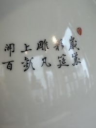A Chinese famille rose 'quails' 'hu' vase, signed Xiong Mengting 熊夢亭, dated 1969