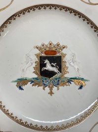 A Chinese famille rose armorial dish with the arms of van Beeftingh for the Dutch market, Qianlong, ca. 1745