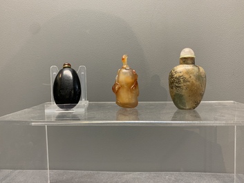 A collection of 13 Chinese precious stone snuff bottles, Guangxu mark, 19/20th C.