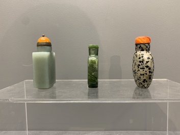 A collection of 13 Chinese precious stone snuff bottles, Guangxu mark, 19/20th C.