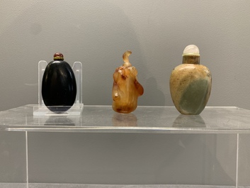 A collection of 13 Chinese precious stone snuff bottles, Guangxu mark, 19/20th C.
