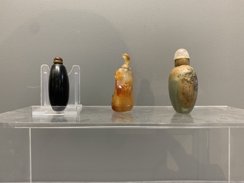 A collection of 13 Chinese precious stone snuff bottles, Guangxu mark, 19/20th C.