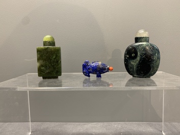 A collection of 13 Chinese precious stone snuff bottles, Guangxu mark, 19/20th C.