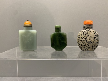A collection of 13 Chinese precious stone snuff bottles, Guangxu mark, 19/20th C.
